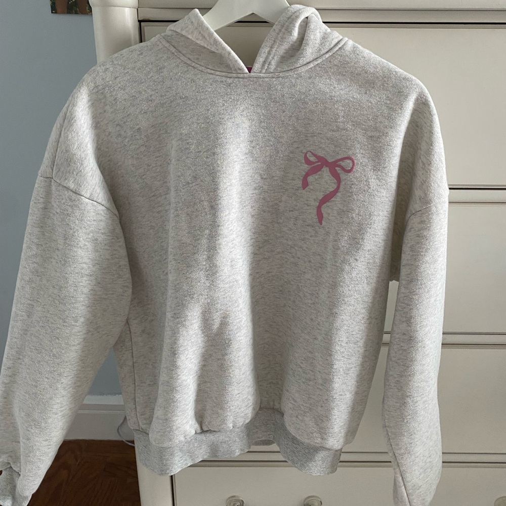 Edikted Light Gray Sweater with Pink Bow Detail